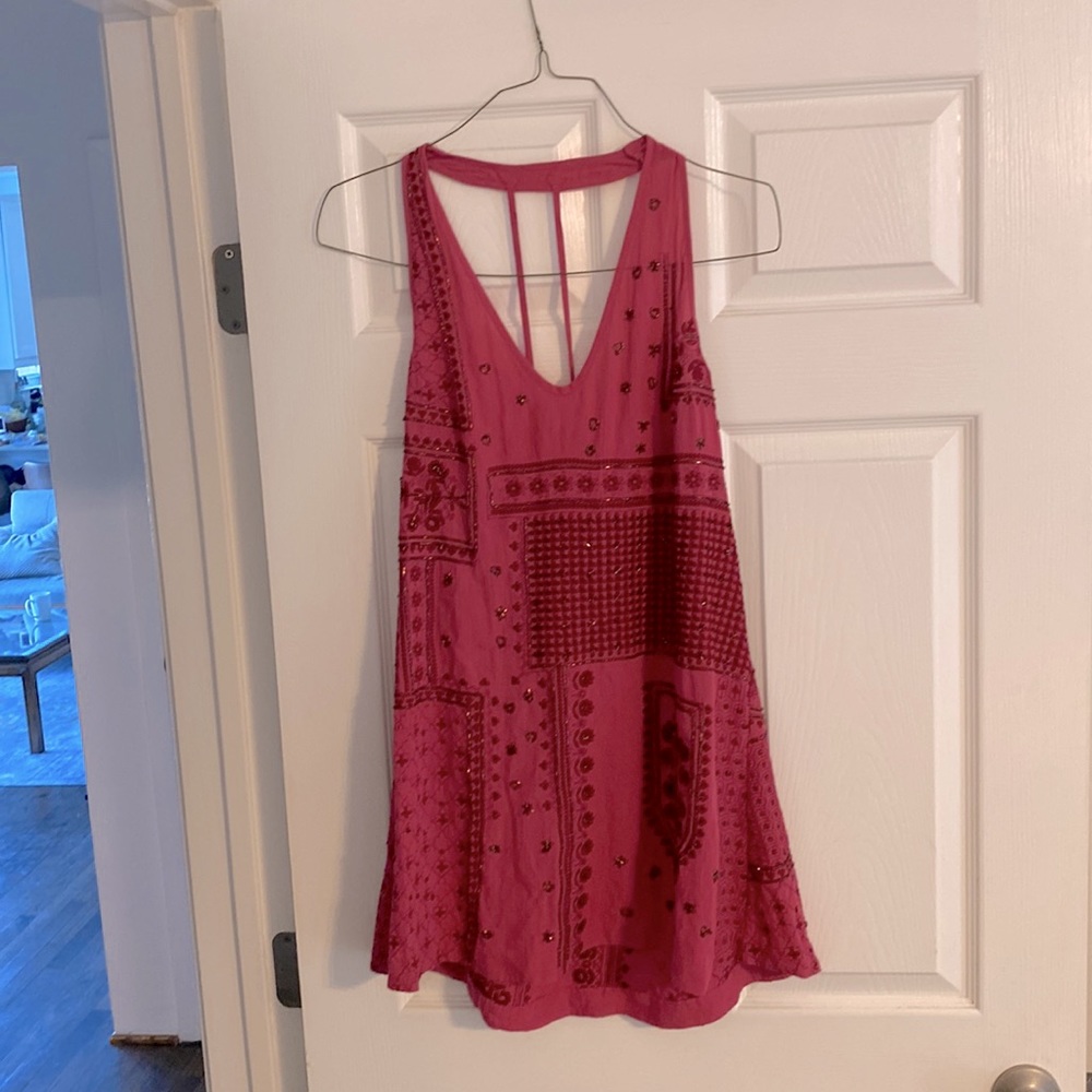 Free people mini halter beaded dress